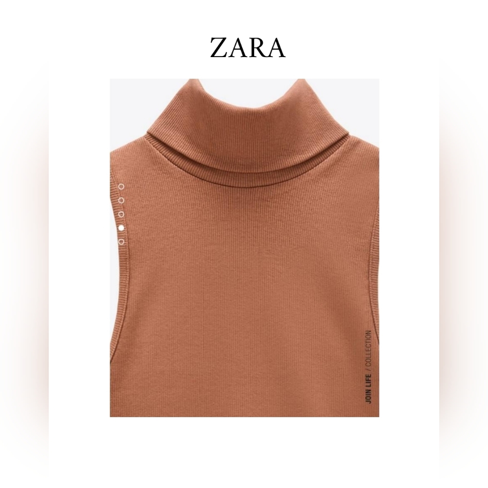 Zara Ribbed High Neck Tank Top - Picture 2 of 3